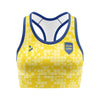 Custom Crop Top Blue & Yellow Triangles & Squares